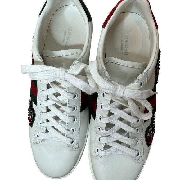Gucci Women’s Ace Embroidered Arrow White Sneakers Size 37.5 - Picture 6 of 9